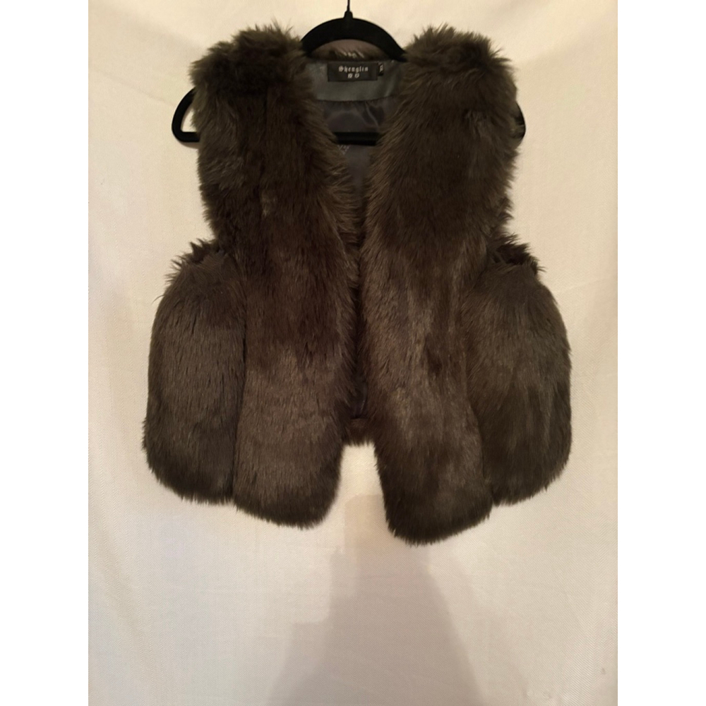 Women's Shenglin Brown Faux Fur Vest XXL